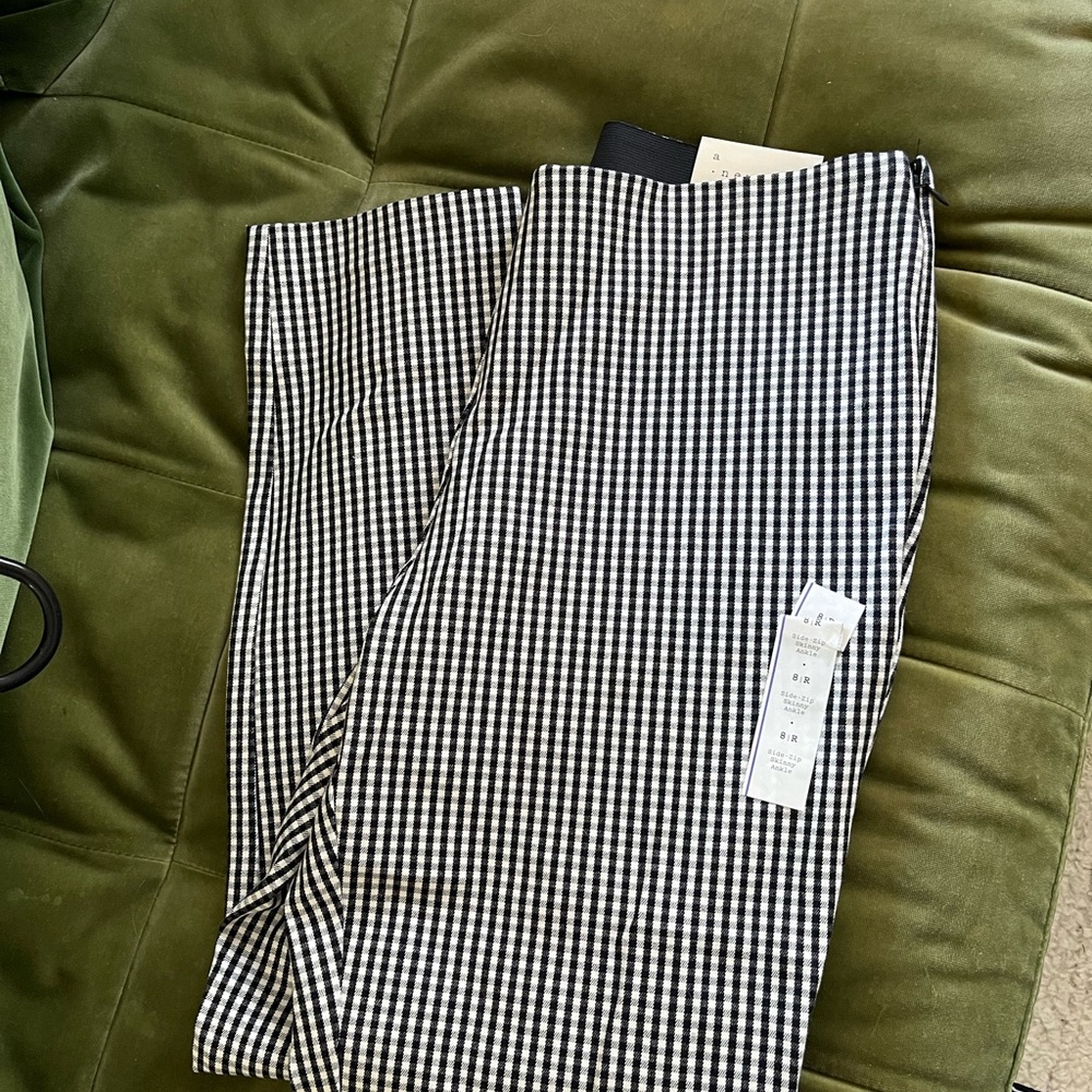 High Rise Gingham Skinny Ankle Pants